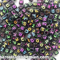 Amaonm 500pcs Mixed black Colorful DIY Square Acrylic Plastic Letter Alphabet LetterA-z Cube Beads Size 6x6mm or 1 5 for Bracelets Kids Learn toy Games Key Chains and Children Jewelry B01DAGZDZW